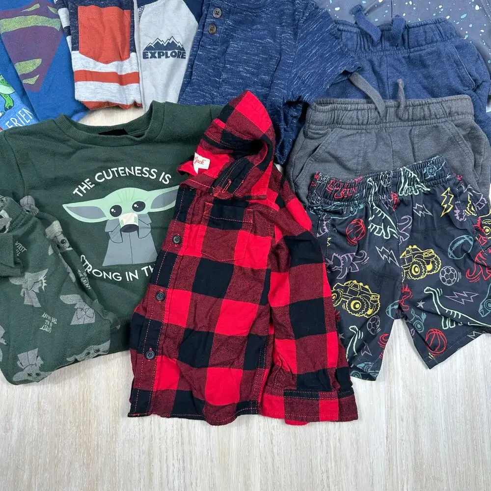 2T Toddler Boy Lot 14 Piece Disney Star Wars Cat & Jack Carter's Pajamas Shorts
